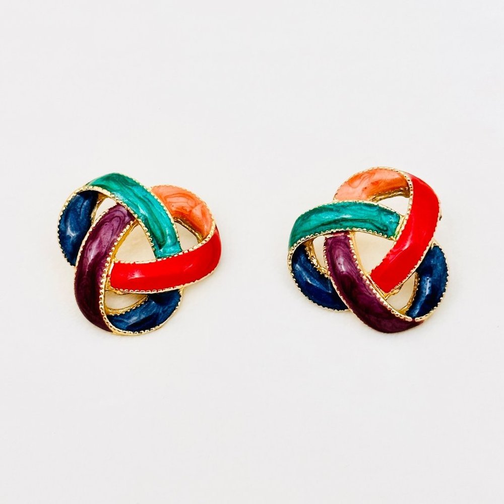 Vintage '80s Enameled Post Earrings